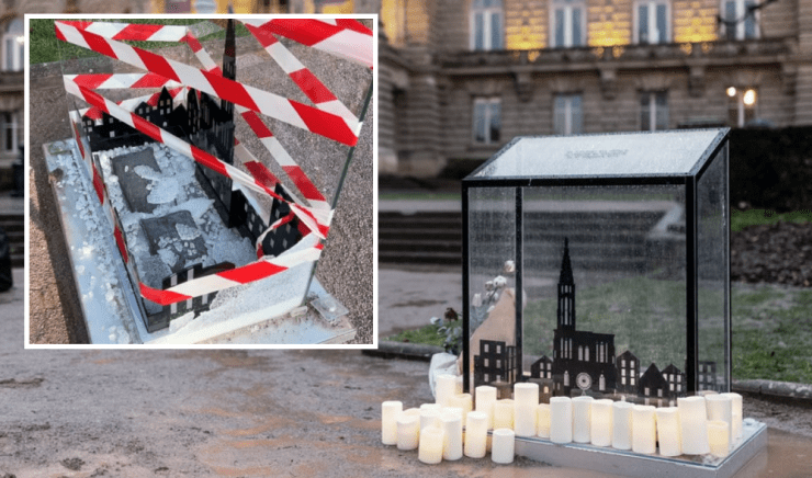 Islamist attack on the Christmas market in Strasbourg, France: memorial to the victims vandalised tonight – Allah's Willing Executioners