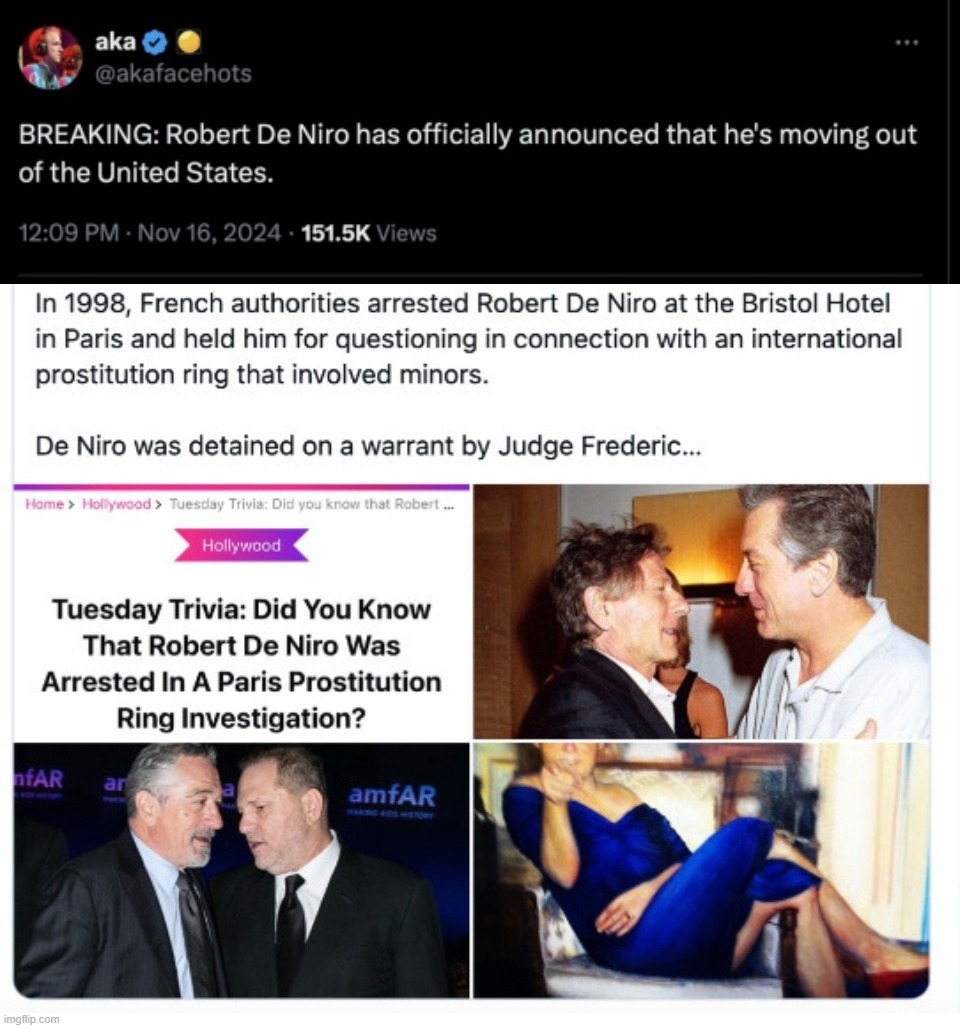 Up until today most of the world didn't know Robert De Pedo was a pedophile. - Imgflip