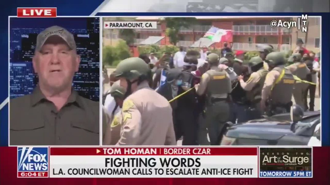 ?BREAKING: Border Czar Tom Homan says National Guard are going into Los Angeles tonight.