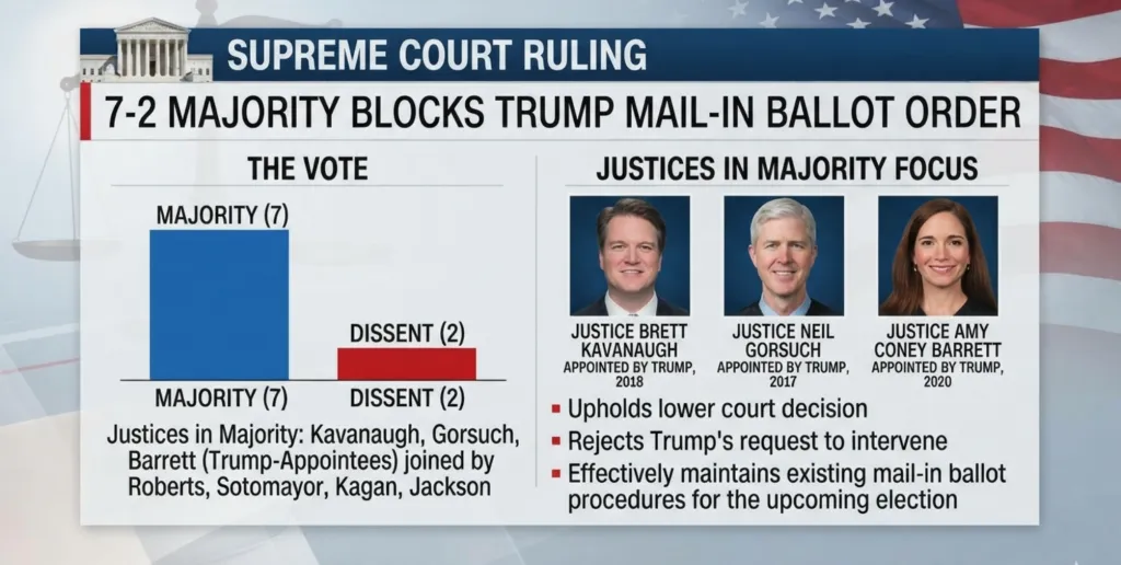 Mish Shedlock; 3 Donald Trump Appointed SCOTUS Justices in 7-2 Majority Block His Mail-In Ballot Order