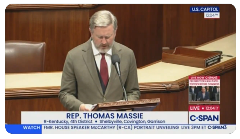 Mish Shedlock; Thomas Massie Reading Articles of Impeachment Against Hegseth on the House Floor