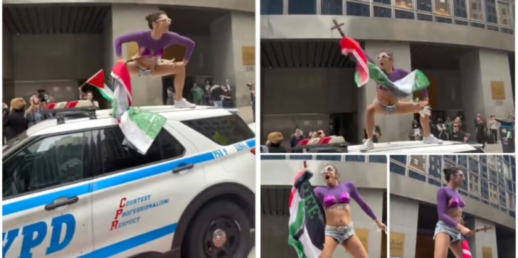 Trans Man Desecrates Christian Cross While Screaming ‘Free Palestine’